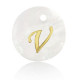 Shell pendant 15mm letter V Gold-White